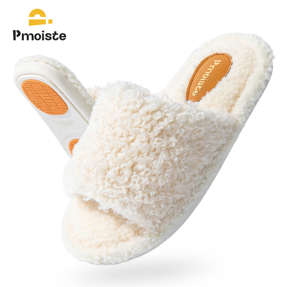 Espadrille Slip On - Pmoiste Chinelos de casa felpudos femininos,