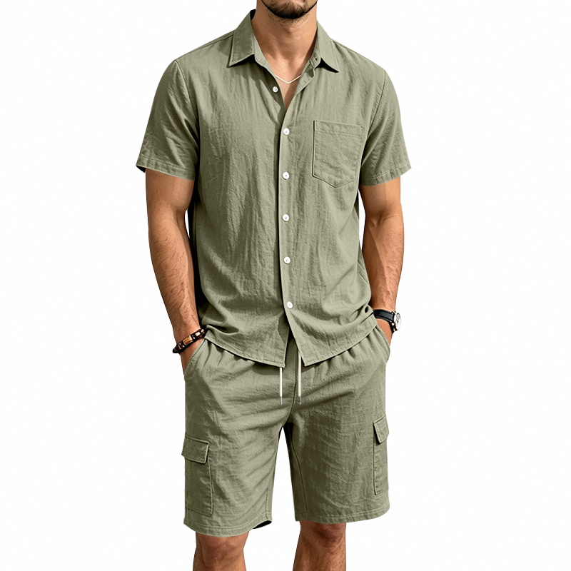 Short Linen Drawstring - Conjunto Masculino de Verão em Linho
