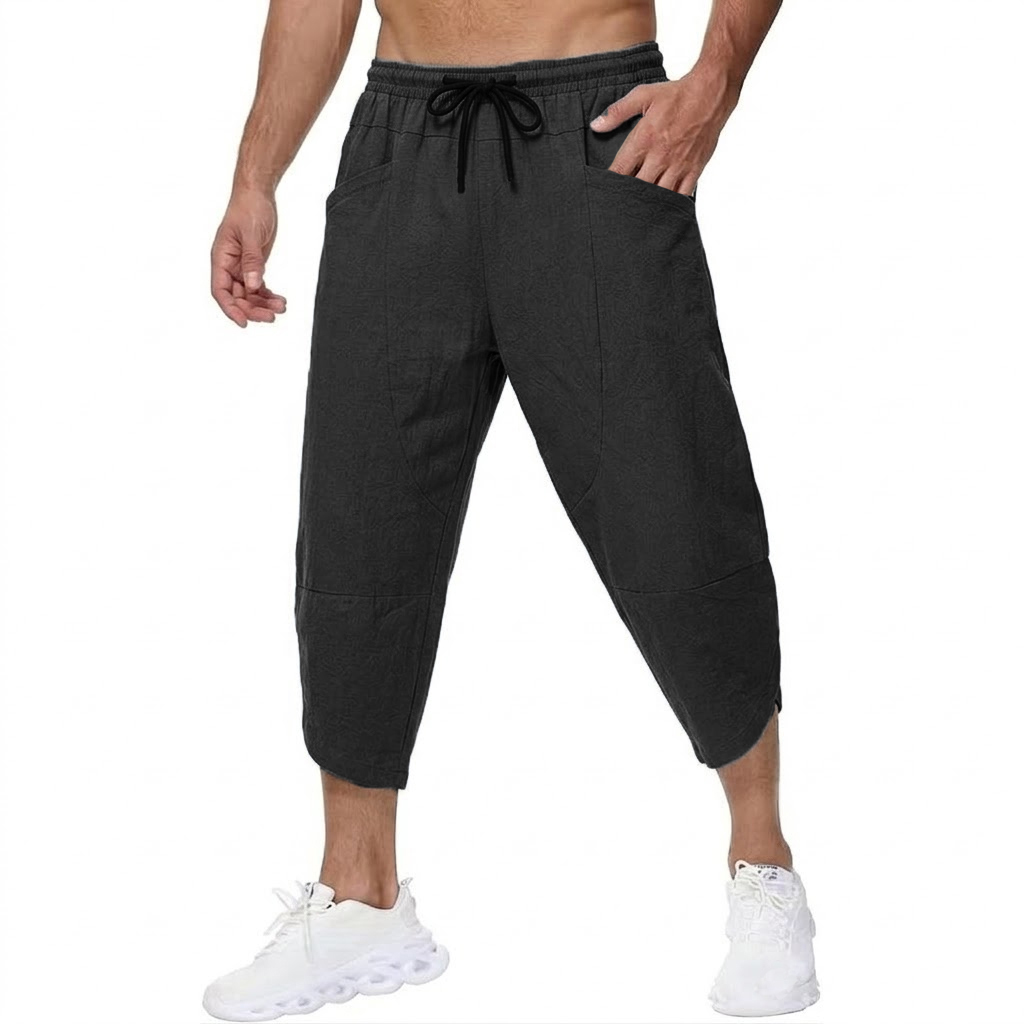Calças curtas casuais de linho - Short Linen Drawstring avaliação e preço